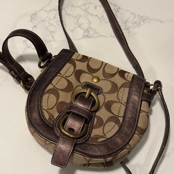 Coach Signature Brown and Tan Vintage Y2K Crossbody Bag - Picture 1 of 11